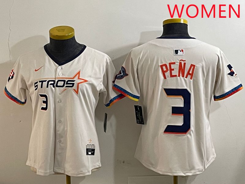 Women Houston Astros 3 Pena Cream Fourth generation Joint Name Nike 2025 MLB Jersey style 4